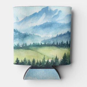 Enfriador De Latas Paisaje montañoso, acuarela ilustrativa artística