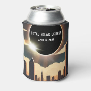 Enfriador De Latas Paisaje urbano eclipse solar total 8 de abril de 2