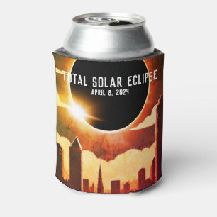 Enfriador De Latas Paisaje urbano eclipse solar total 8 de abril de 2