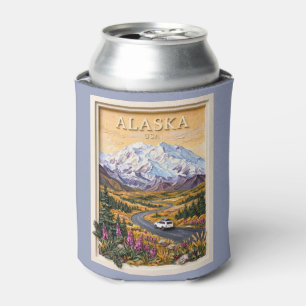Enfriador De Latas Paisaje vintage de montañas nevadas en viaje por c