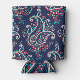 Enfriador De Latas Paisley Asiática: Diseño Tradicional Sin Marea.