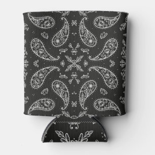 Enfriador De Latas Paisley bandana: impresión en blanco y negro
