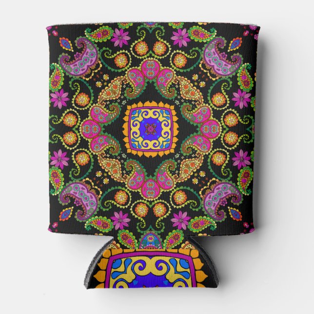 Enfriador De Latas Paisley floral brillante: adorno festivo (Anverso)