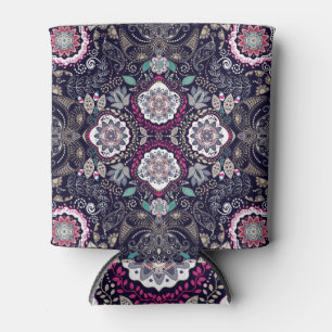 Enfriador De Latas Paisley floral, diseño de bolsillo cuadrado.