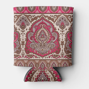 Enfriador De Latas Paisley floral india, patrón de mandala étnica.