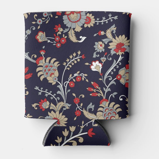 Enfriador De Latas Paisley indio, fondo marino, tradicional. (Anverso)