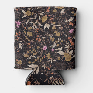 Enfriador De Latas Paisley Patchwork: Elegancia de fondo negro.