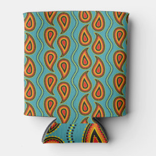 Enfriador De Latas Paisley Textura Ornamental: Elegancia India.