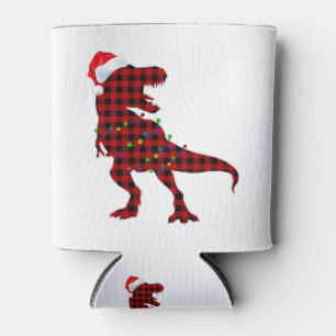 Enfriador De Latas Pajamas T Rex Red Plaid Buffalo Dinosaurios Navida