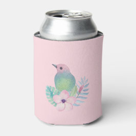 Enfriador De Latas Pájaro y Flor de Acuarela