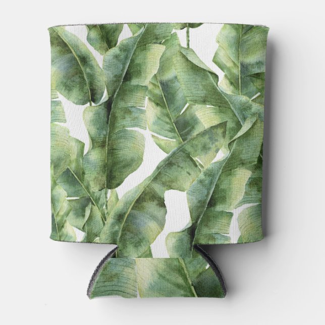 Enfriador De Latas Palm de plátano deja acuarela (Anverso)