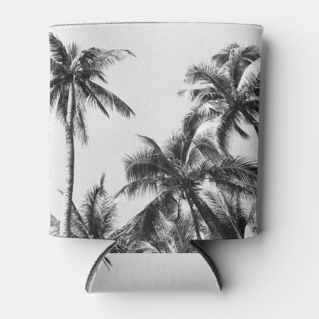 Enfriador De Latas Palm Tree Leaf Black White (Anverso)