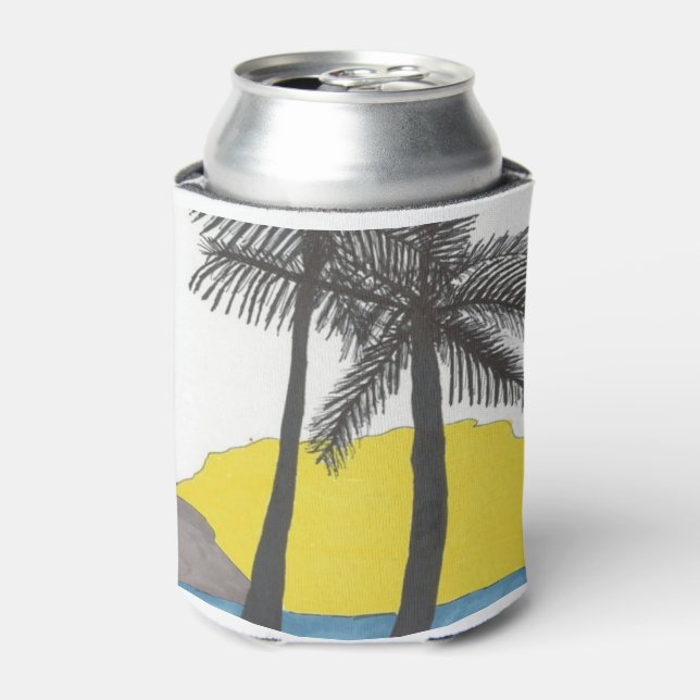 Enfriador De Latas Palm Tree Sunrise Silhouette (Lata Anverso)