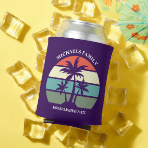 Enfriador De Latas Palm Tree Tropical Island Sunset Beach Luau