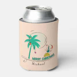Enfriador De Latas Palm Tree Tropical Pineapple Feliz Navidad