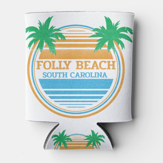 Enfriador De Latas Palm Trees de Folly Beach South Carolina (Anverso)