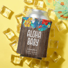 Enfriador De Latas Palm tropical rústica deja a Aloha Baby Shower Gif