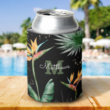 Palma de follaje tropical guión de monograma dorad