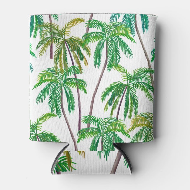 Enfriador De Latas Palmas acrílicas: Textura textil de verano. (Anverso)