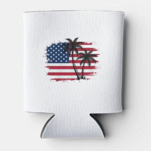 Enfriador De Latas Palmera Bandera Americana Patriótica Arte Vectoria