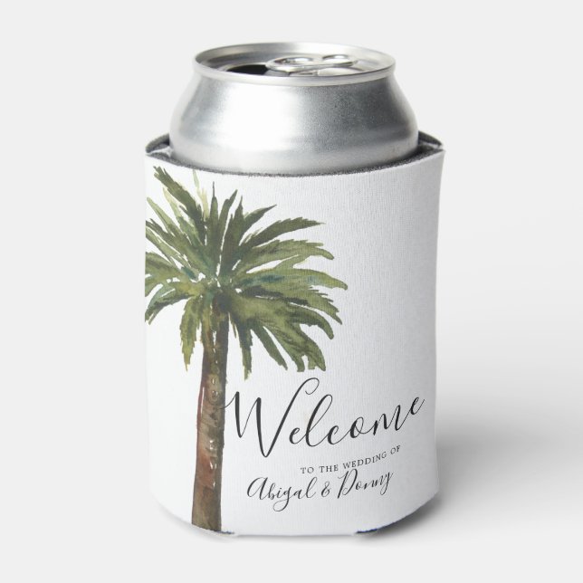 Enfriador De Latas Palmeras Dusty | Refrigerador de bebidas Boda cost (Lata Anverso)
