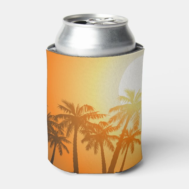 Enfriador De Latas Palmeras tropicales al atardecer (Lata Anverso)