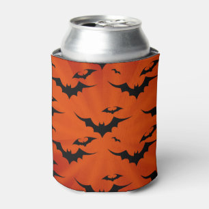 Enfriador De Latas Palos de Halloween en fondo anaranjado