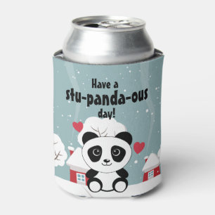 Enfriador De Latas Panda De Bebé Cuto En Gris De Nieve De Invierno