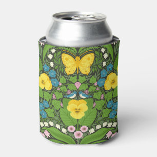Enfriador De Latas Pansias amarillas, pájaros y mariposas