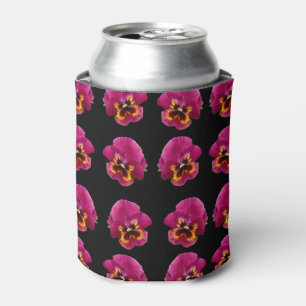 Enfriador De Latas Pansias Rosadas En Negro,