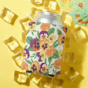 Enfriador De Latas Pansies en blanco roto