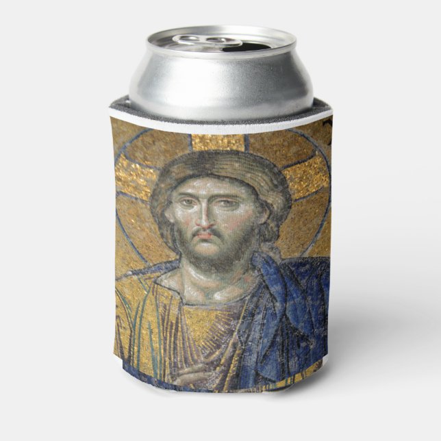 Enfriador De Latas Pantocrador de Cristo Mosaico Icónico Religioso Ro (Reverso de la lata)