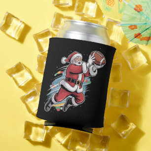 Enfriador De Latas Papá Noel jugando fútbol americano Navidad 