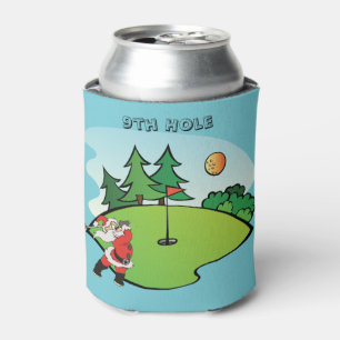 Enfriador De Latas Papá Noel que juega a golf en el 9no agujero