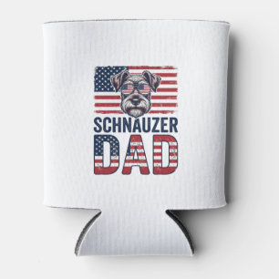 Enfriador De Latas Papá Schnauzer Patriótico Vintage Perro