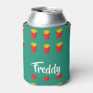 Enfriador De Latas Papas fritas de nombre personalizado en verde azul