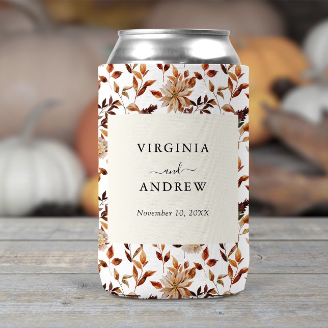 Enfriador de Latas para Boda de Campo con Flores S (Rustic Boho Autumn Wildflower Wedding Can Cooler by Painted Paperie
)