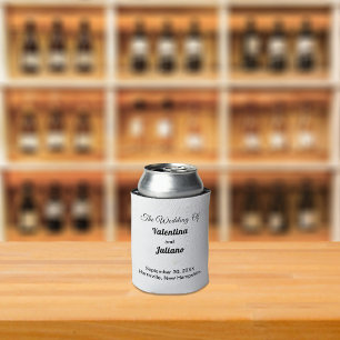 Enfriador de latas para boda en negro y blanco