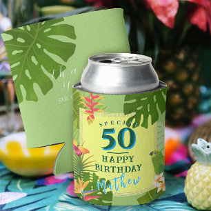 Enfriador De Latas Paraíso Tropical Cumpleaños Anual Verde