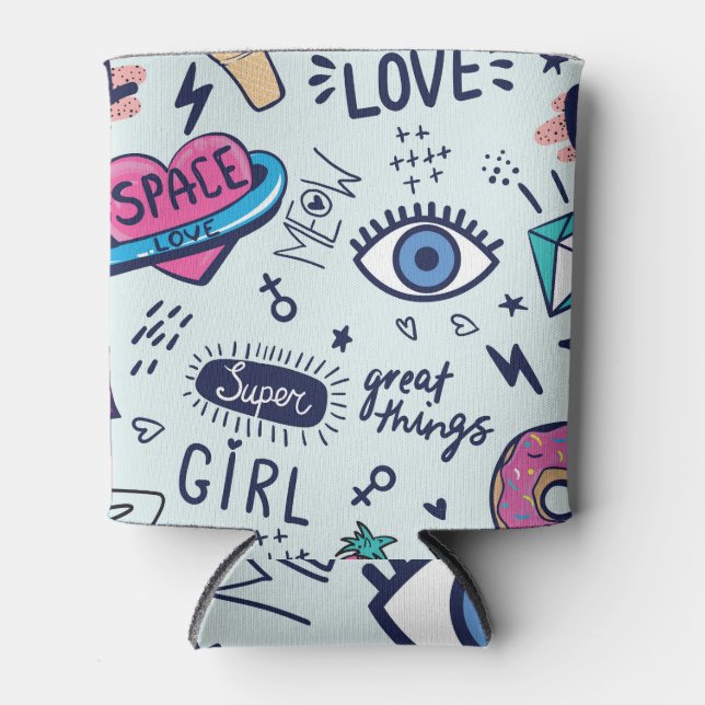 Enfriador De Latas Parche de Moda: Pegatinas de Pop Art. (Anverso)