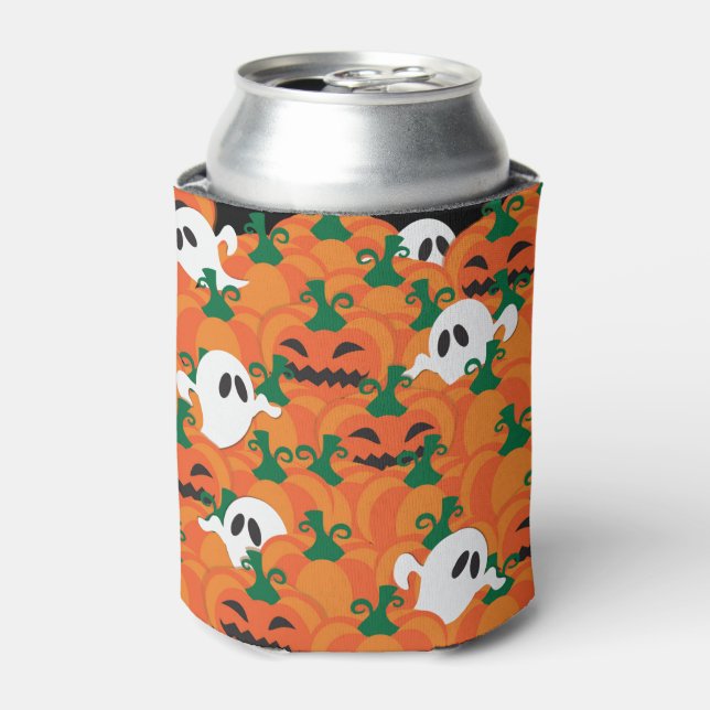 Enfriador De Latas Parche Halloween Ghosts Haunted Pumpkin (Lata Anverso)