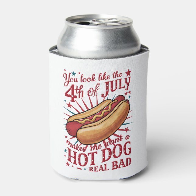Enfriador De Latas Pareces que el 4 de julio me hace querer un hot do (Lata Anverso)