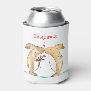 Enfriador De Latas Pareja de conejos besándose Thunder_Cove
