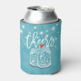 Enfriador De Latas Pareja Mason Jar String Luce Blue Floral Boda