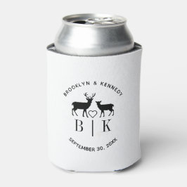 Enfriador De Latas Pareja Nombre Deer Monograma Matrimonio rústico de