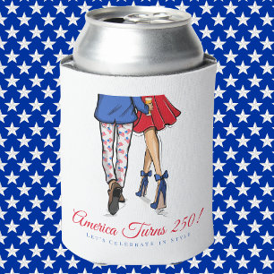 Enfriador De Latas Pareja Patriótica América 250 Rojo Blanco Azul Fie