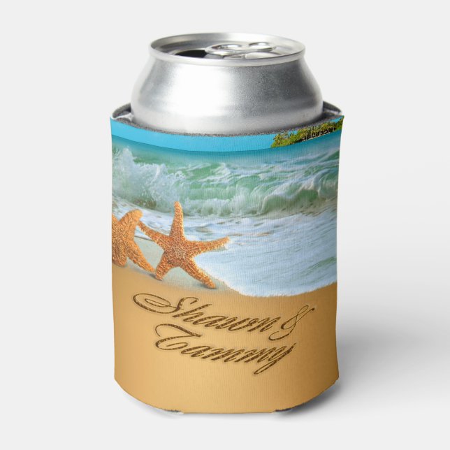 Enfriador De Latas Pareja Starfish PIDE QUE TUS NOMBRES SE PONGAN EN  (Lata Anverso)