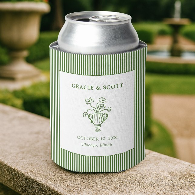 Enfriador De Latas Paro floral verde clásico de casamiento personaliz (Subido por el creador)