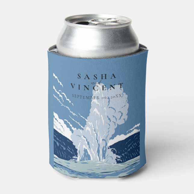 Enfriador De Latas Parque nacional Yellowstone Boda Retro (Lata Anverso)