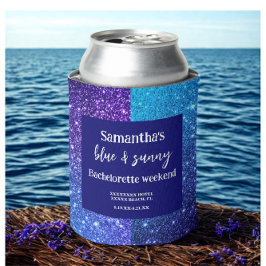 Enfriador De Latas Partido Bachelorette Purpurina Azul